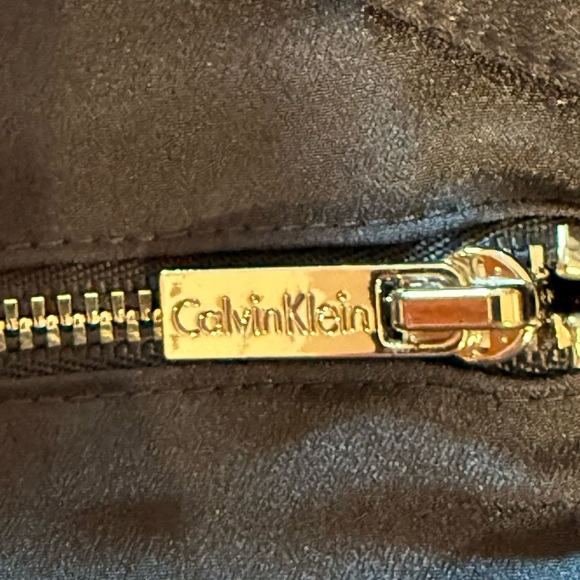 CALVIN KLEIN Women Thin Light Slippery Poly Blouse 2-Way Sleeve Black/Gray Med - Picture 5 of 11